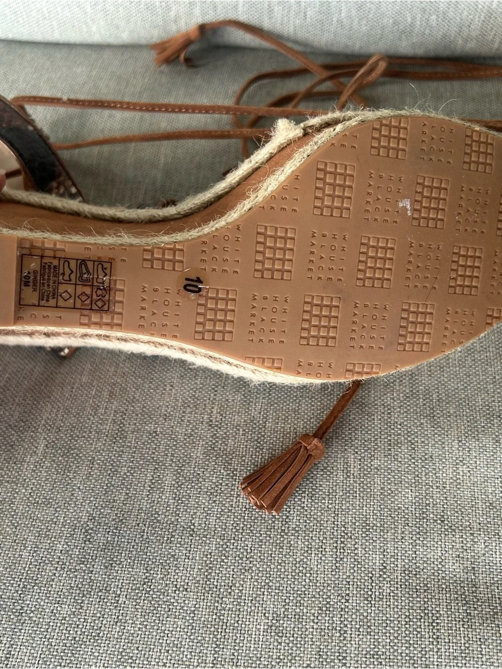 White House Black Market Tan Brown Espadrille Wedge Lace-Up Sandals
